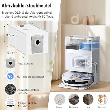 Juego de 20 accesorios para Ecovacs Deebot T50 Omni / T50 robot aspirador: 1 cepillo principal, 6 bolsas de polvo, 4 paños de limpieza, 4 filtros, 4 cepillos laterales, 1 cepillo de limpieza3