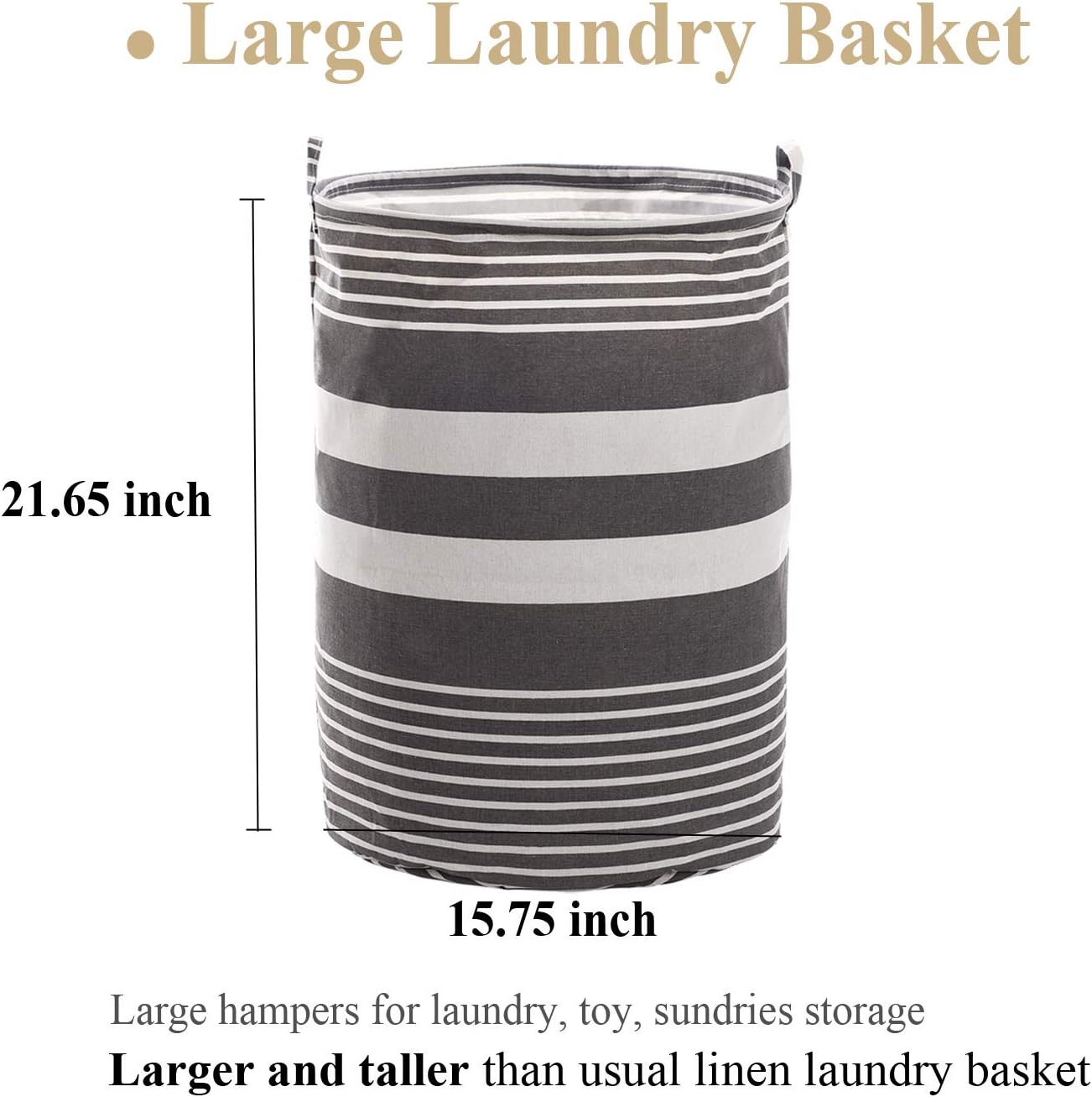 Haundry Collapsible Laundry Basket, 22 inch Tall Large Round Laundry Hamper for Clothes Storage