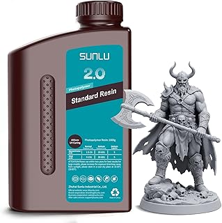 SUNLU Upgraded Standard 2.0 Photopolymer 3D Printer Resin 405nm UV-Curing Resin, Higher Precision, Stronger Toughness, Grey 1000G