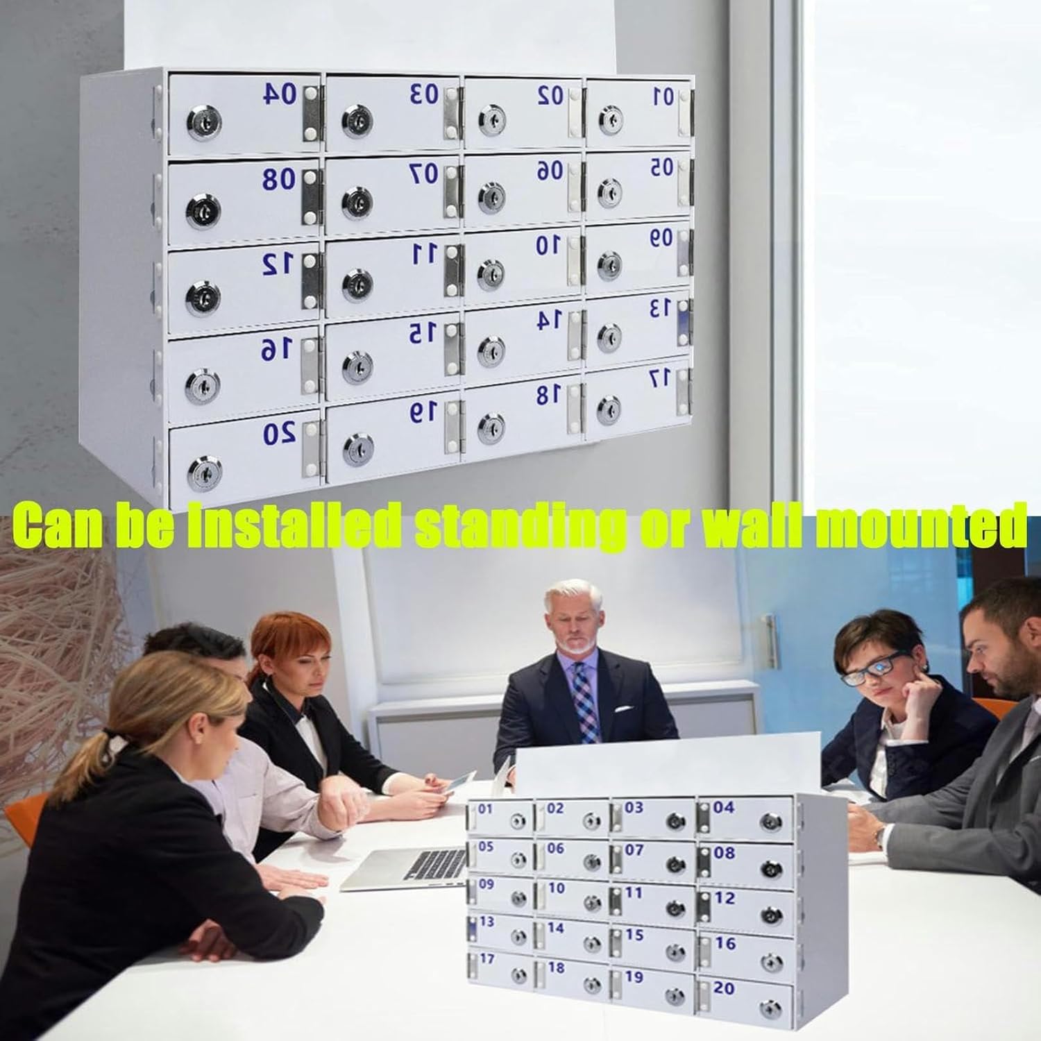 Mobile Phone Storage Cabinet, Lock Box for Cell Phones with Keys, Wall-Mounted Cell Phone Organizer, Secure Cellphone Locker for Office & Classroom Use