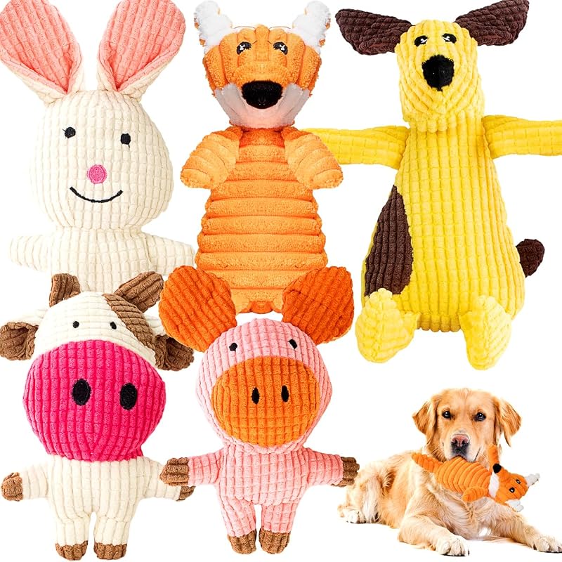 Brinquedos de pelúcia para cães com apito e som crocante Generic Pacote com 5