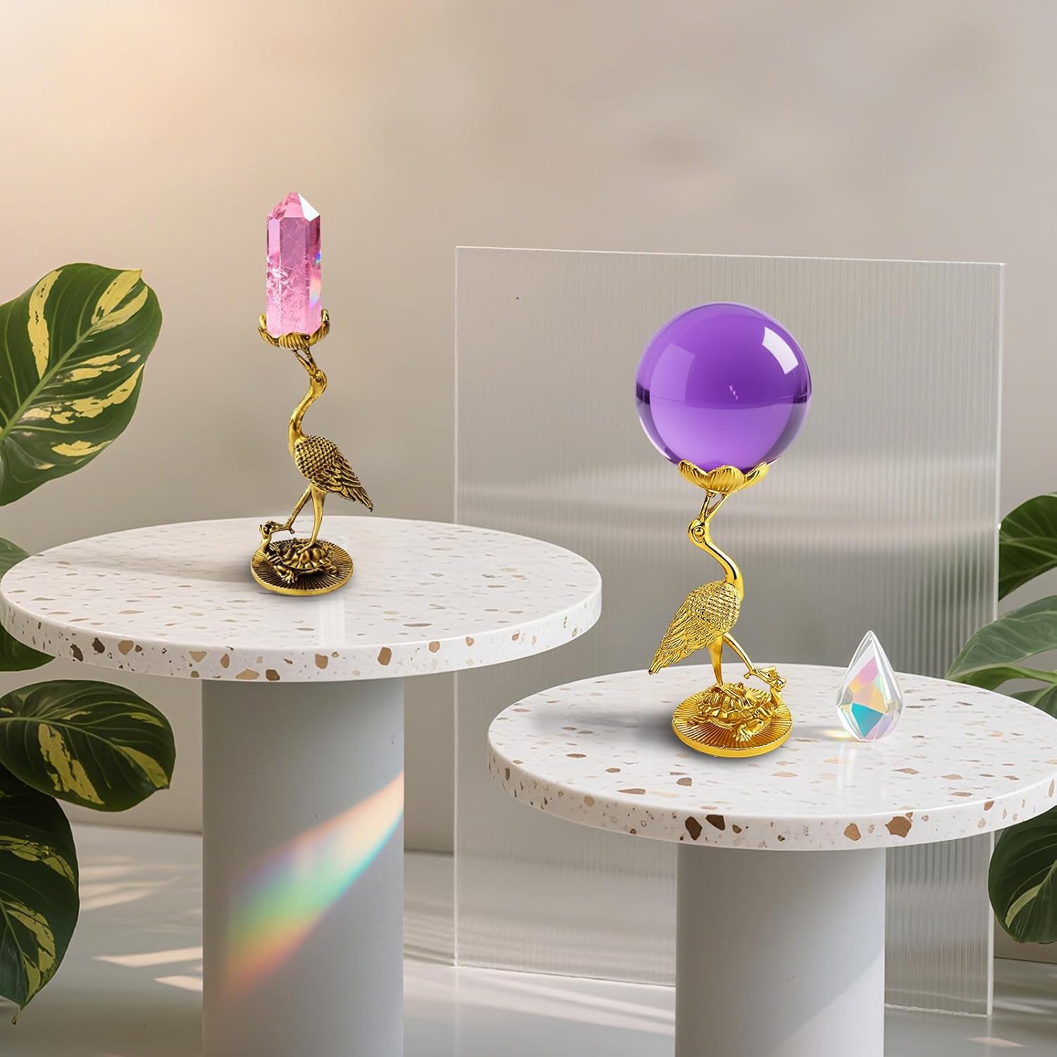Crane Metal Crystal Ball Stand, Sphere Display Holder (Retro)