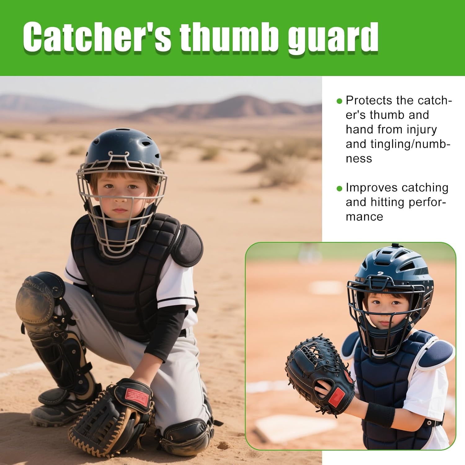 Catchers Thumb Guard for Youth & Children, Silicone Baseball Batting Softball Thumb Protector Protective Shield Catcher Training Gear Left/Right Hand Compatible Hand Injury Prevention(Medium)