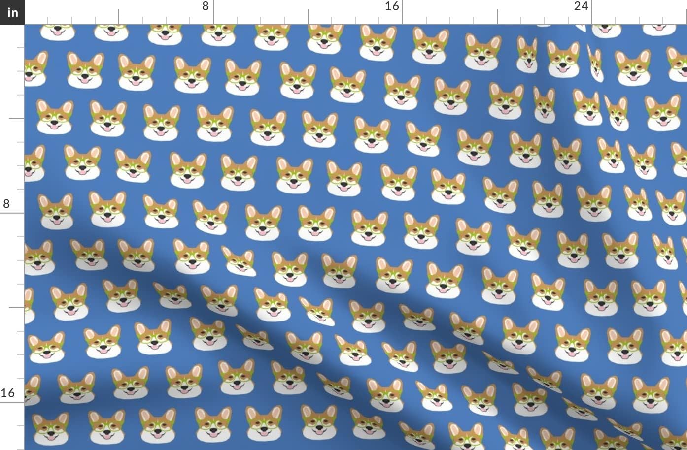 Spoonflower Fabric - Corgi Glasses Cute Dogs Pet Corgis Pets Printed on Organic Cotton Sateen Fabric by The Yard - Sewing Quilting Apparel Home Decor