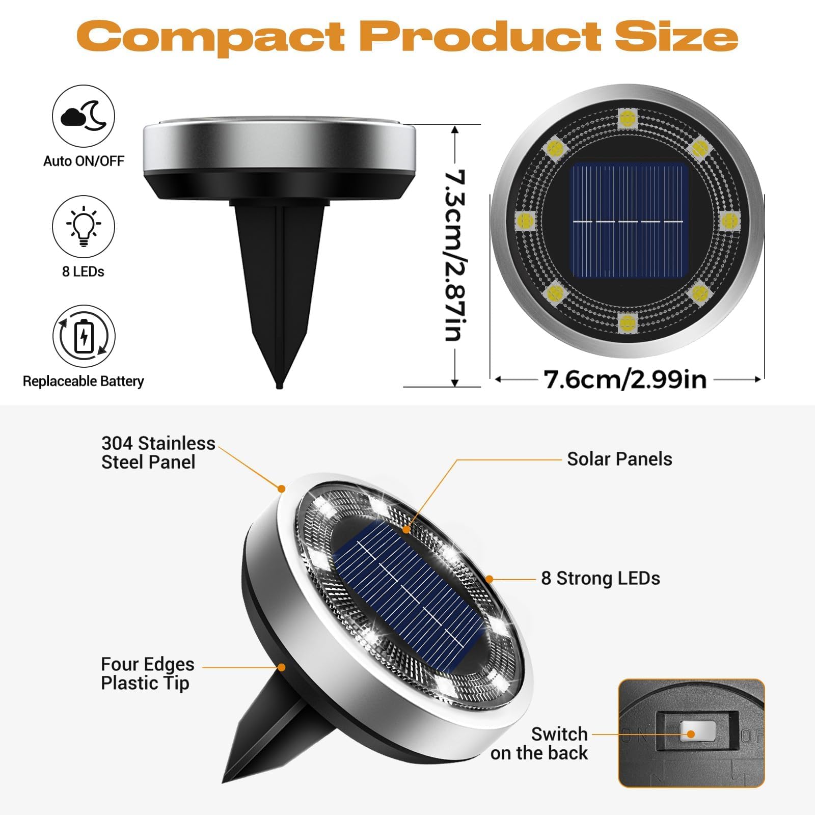 Solar Lights Outdoor Garden, 12 Pack Super Bright Led Solar Ground Lights, IP65 Waterproof Disk Light, Flat Pathway Lighting for Garden Lawn Patio Deck Walkway Landscape-Cold White — view 6