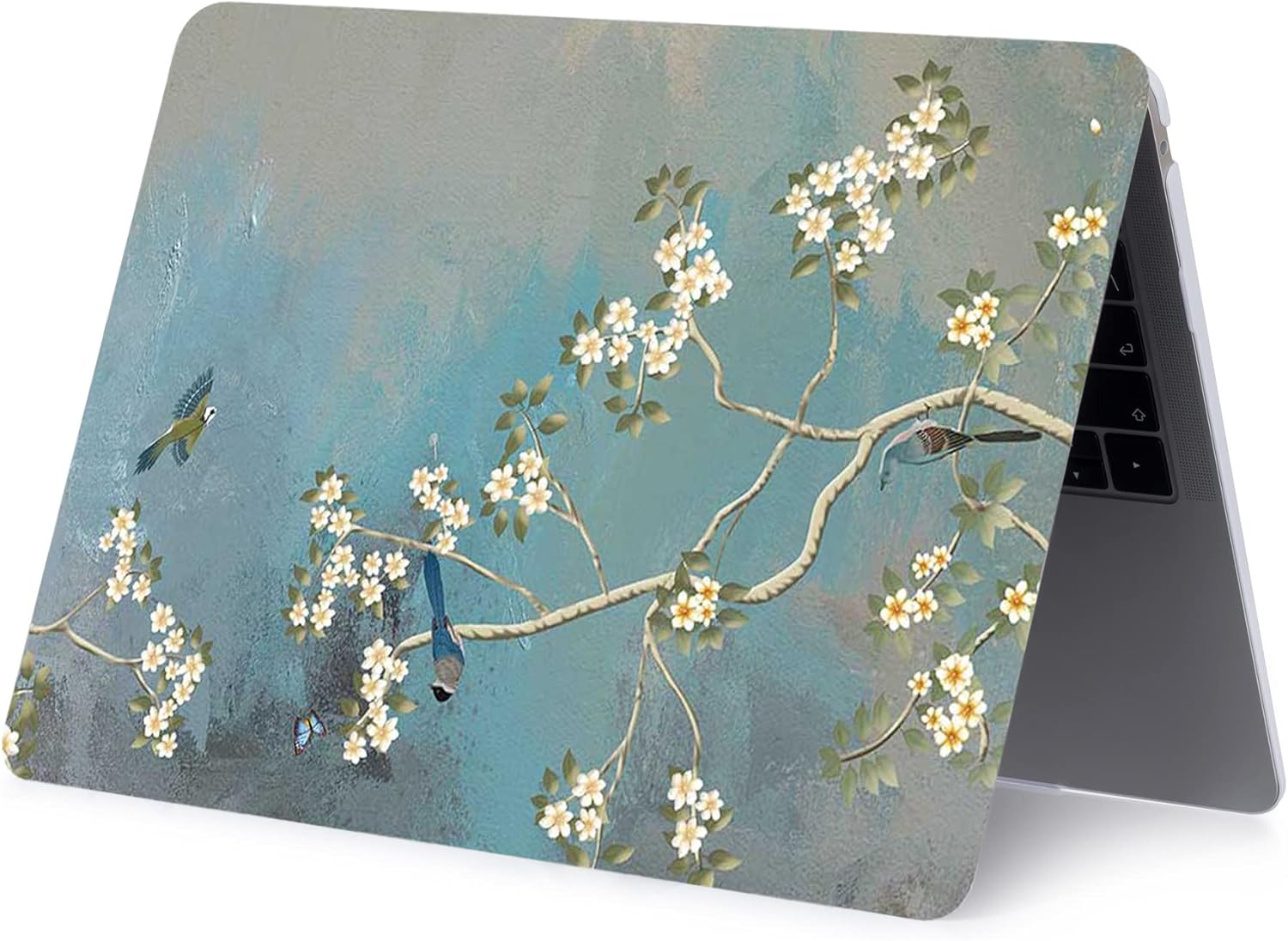 Case Compatible with MacBook Pro 15 inch 2019 2018 2017 2016 Release A1990 A1707 with Touch Bar, Protective Plastic Hard Shell Case & Keyboard Cover for MacBook Pro 15.4",White Flower