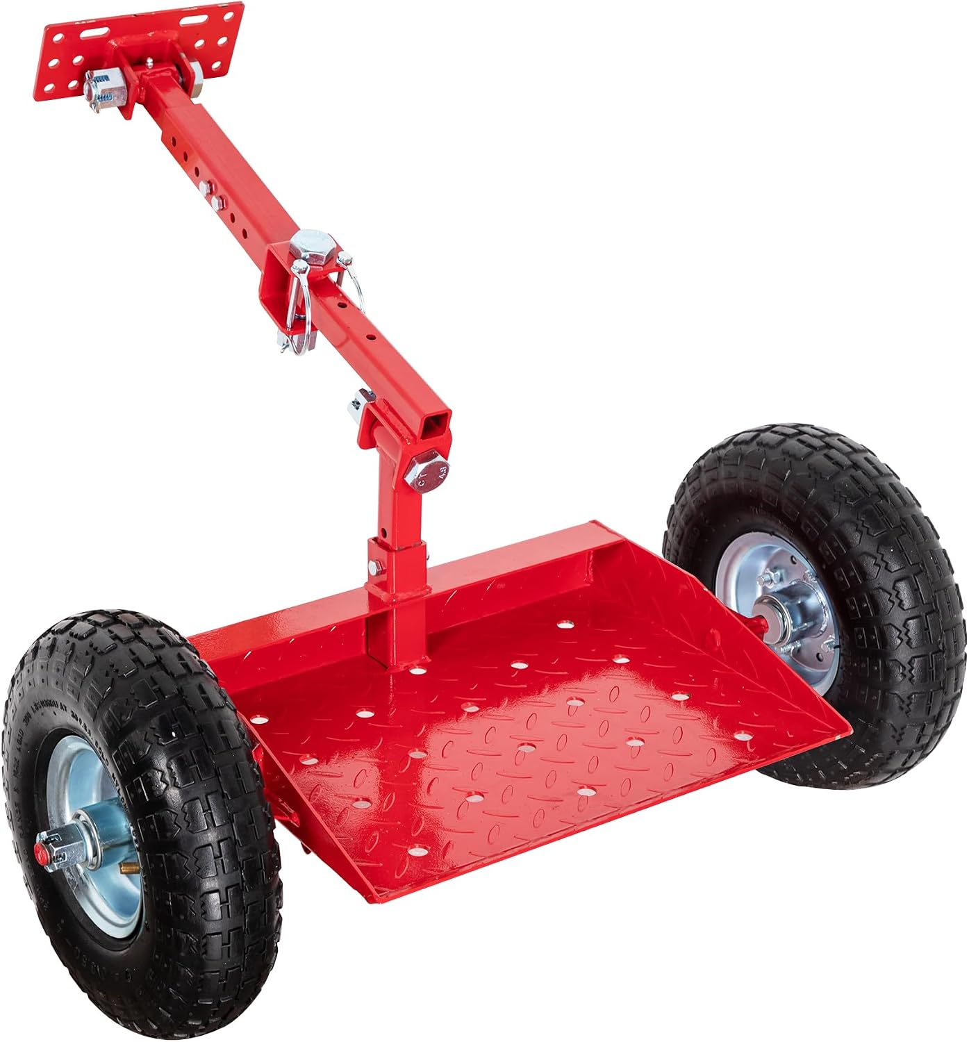 Lawn Mower Wheels Sulky, Walk Behind Mower-Sulky, Lawn Trailer with Dual 10" Vacuum Tires for Mower, Easy Forward & Reverse Lawn Mower Trailer, Red