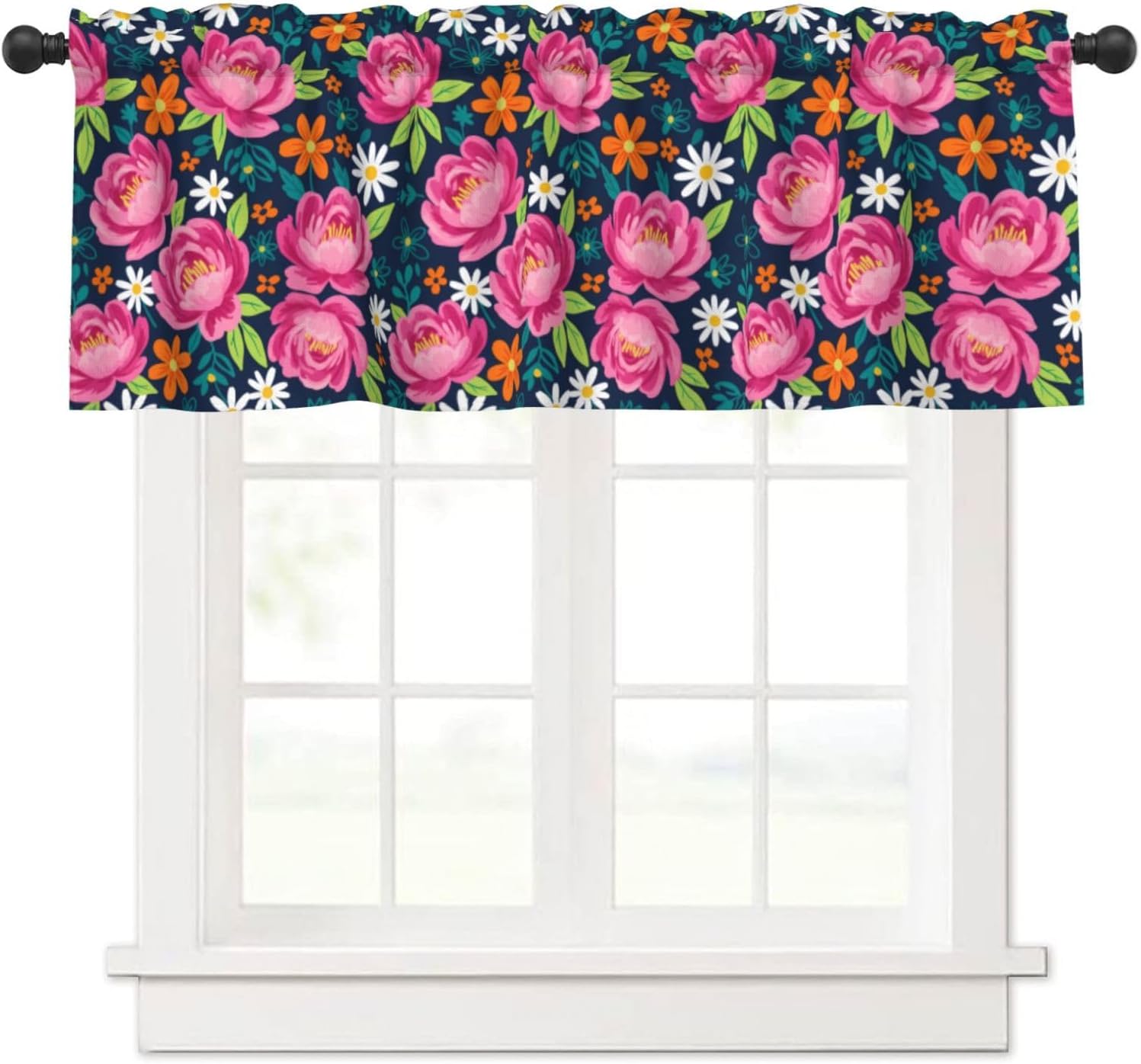 Valances for Windows Playful Dachshund Dogs Rod Pocket Kitchen Curtain Valances, Light Filtering Short Window Valance Curtains Topper for Bathroom Laundry Room, 54x18 Inch, 1 Panel