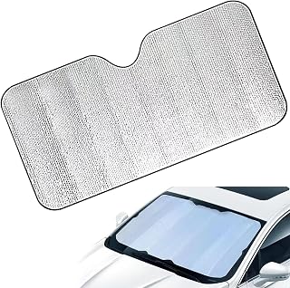 Car Windshield Sun Visor Protector, Aluminum Foil Heat Insulation Windshield Sun Shade, 51.18" x 23.62" Suction Cup Fixed Front Window Block Sun Cover, Universal for Car SUV Truck (Small)