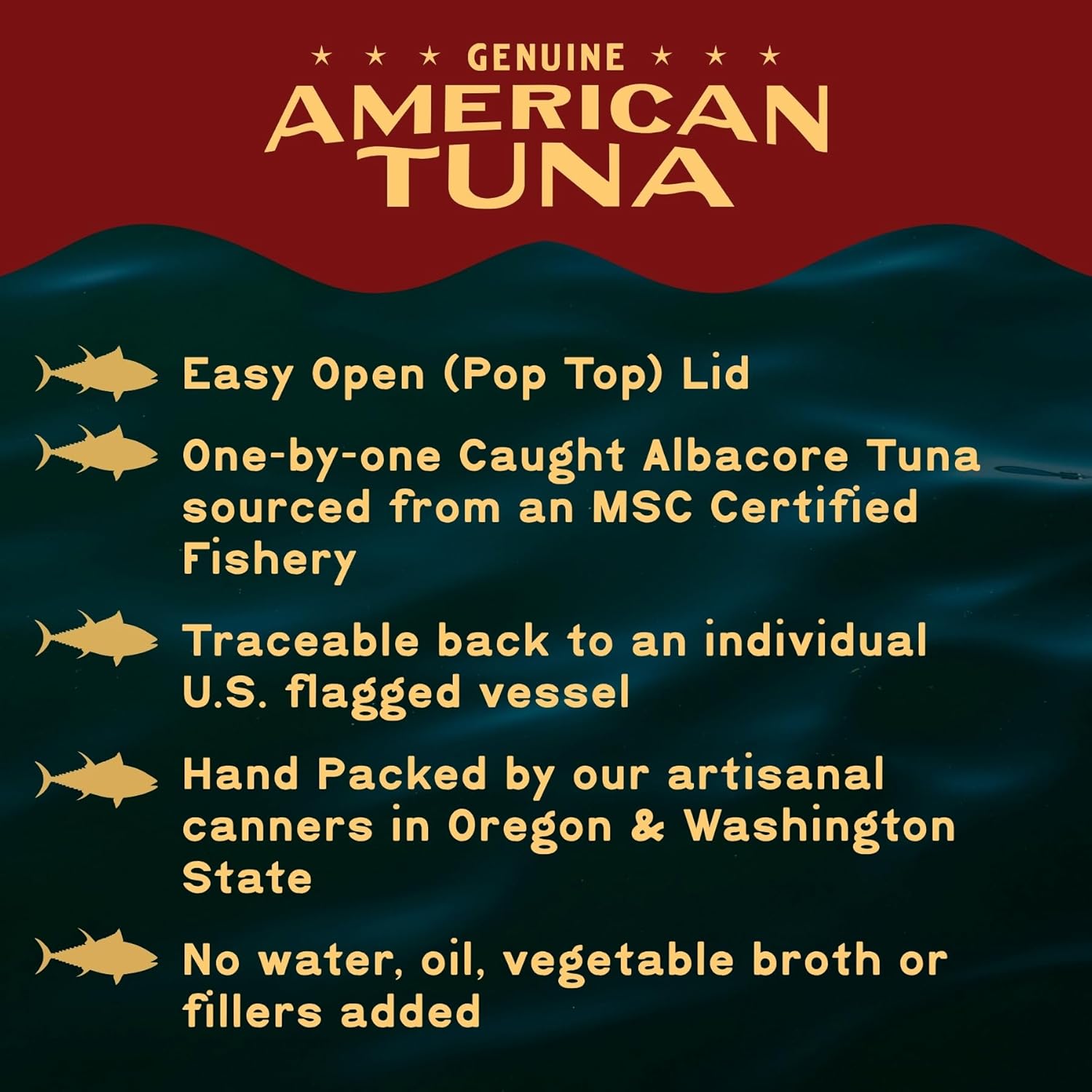 American Tuna Sushi-grade Wild Albacore Tuna Fish - No Salt Added, Wild Caught, MSC Certified, and Pole Caught | (6) 5 Ounce Cans | Super Premium Canned Tuna for Health and Flavor Enthusiasts!