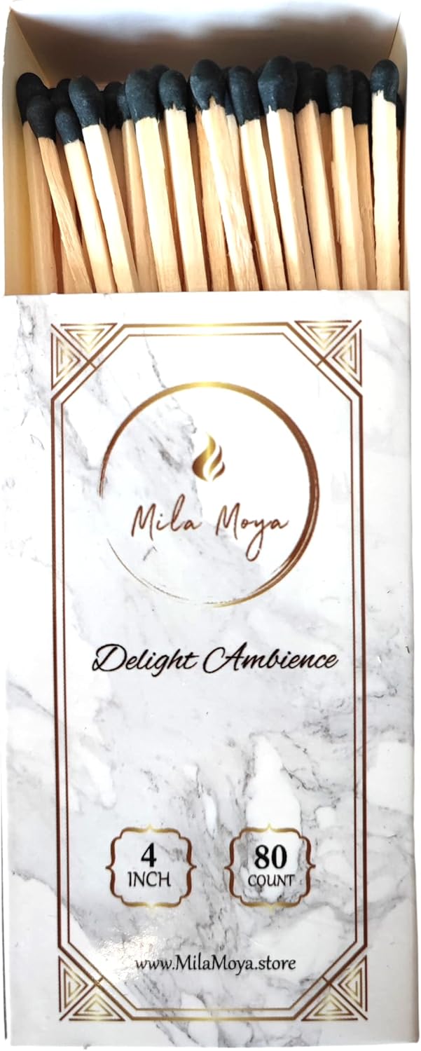 Mila Moya Decorative Wooden Matches 4in/10cm 80 Count Long Matches