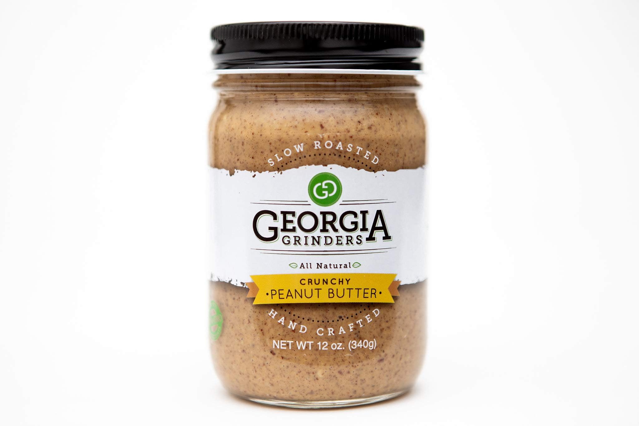 Georgia Grinders Crunchy Peanut Butter, Gourmet Spread, No Sugar Added, Gluten-Free, Non-GMO, No Palm Oil, High Protein, Vegan Friendly, 12 Ounce (1 Pack)