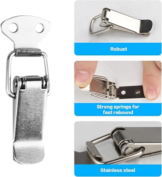 10 Pcs Spring Loaded Toggle Latch Hasps, Tension Clasp | Steel Duck Billed Buckle Latch Catch,56mm Lever Clasp Latches Catch Clamp Clip for Drawer Cabinet Case Toolbox,with 40 Screws
