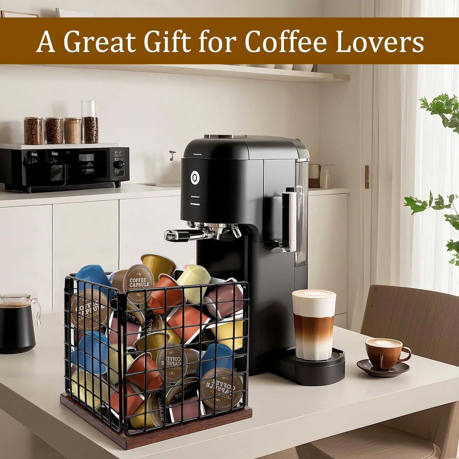Coffee Pod Holder Basket-Sturdy Coffee Pod Holder Organizer Large Capacity Storage Basket for Kitchen Countertop Office Desktop