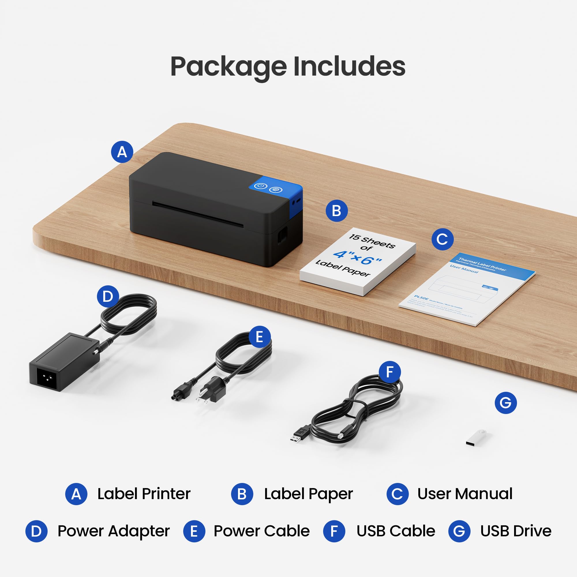 Bluetooth Etikettendrucker DHL, Thermodrucker 4x6 Versandetiketten Drucker, Etikettiergerät Label Printer Kompatibel mit Amazon, Shopify, Etsy, UPS & iOS, Android, Windows und Mac, Schwarz