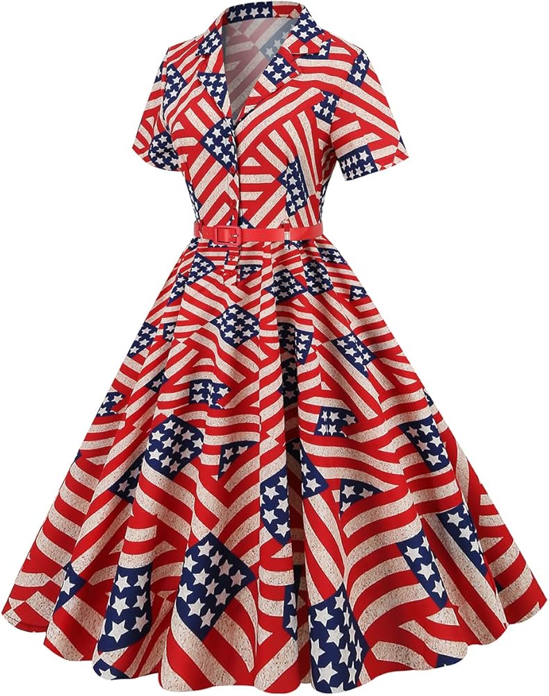 Amazon.com: Women's Vintage V-Neck Cocktail Swing Dress - 50s