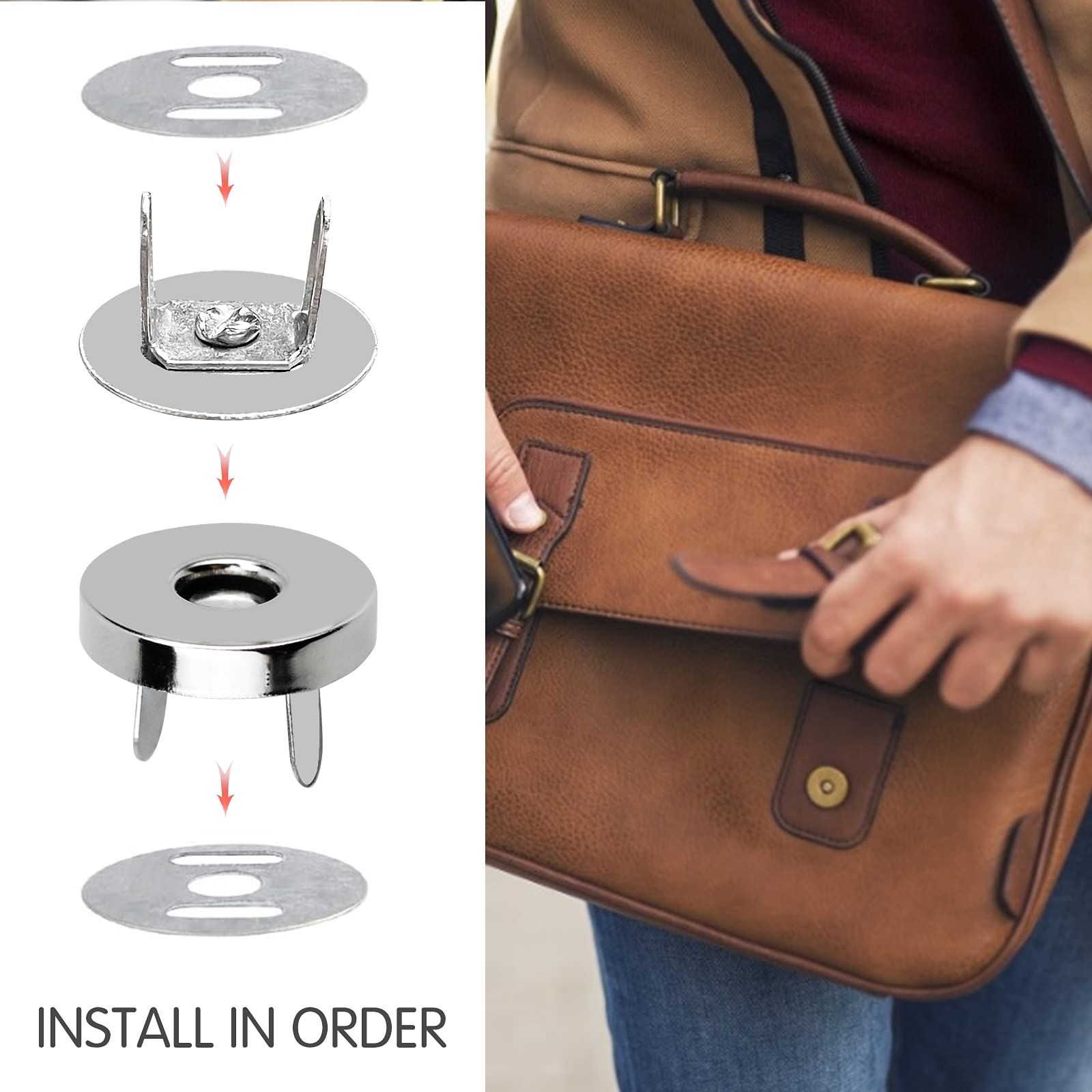 Bottoni Magnetici 30mm Per Borse E Abbigliamento - Set Di 6 Colorati - Foto 3