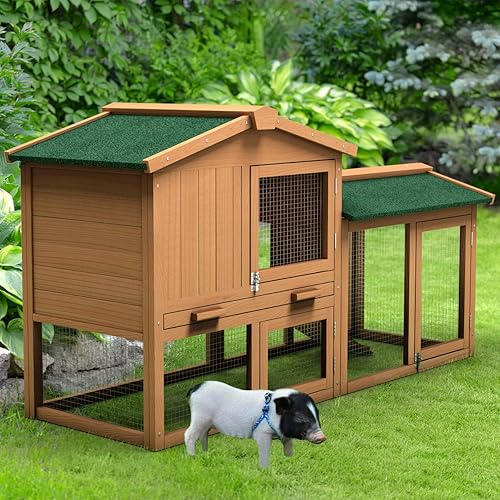 Vista 4 de Tangkula, jaula de 58 pulgadas para conejo, gallinas, para el patio trasero Natural