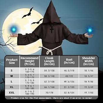 Mönch Kostüm Herren Von Pianocean – Robe Mit Kreuz & Gürtel, Für Karneval & Mottoparty