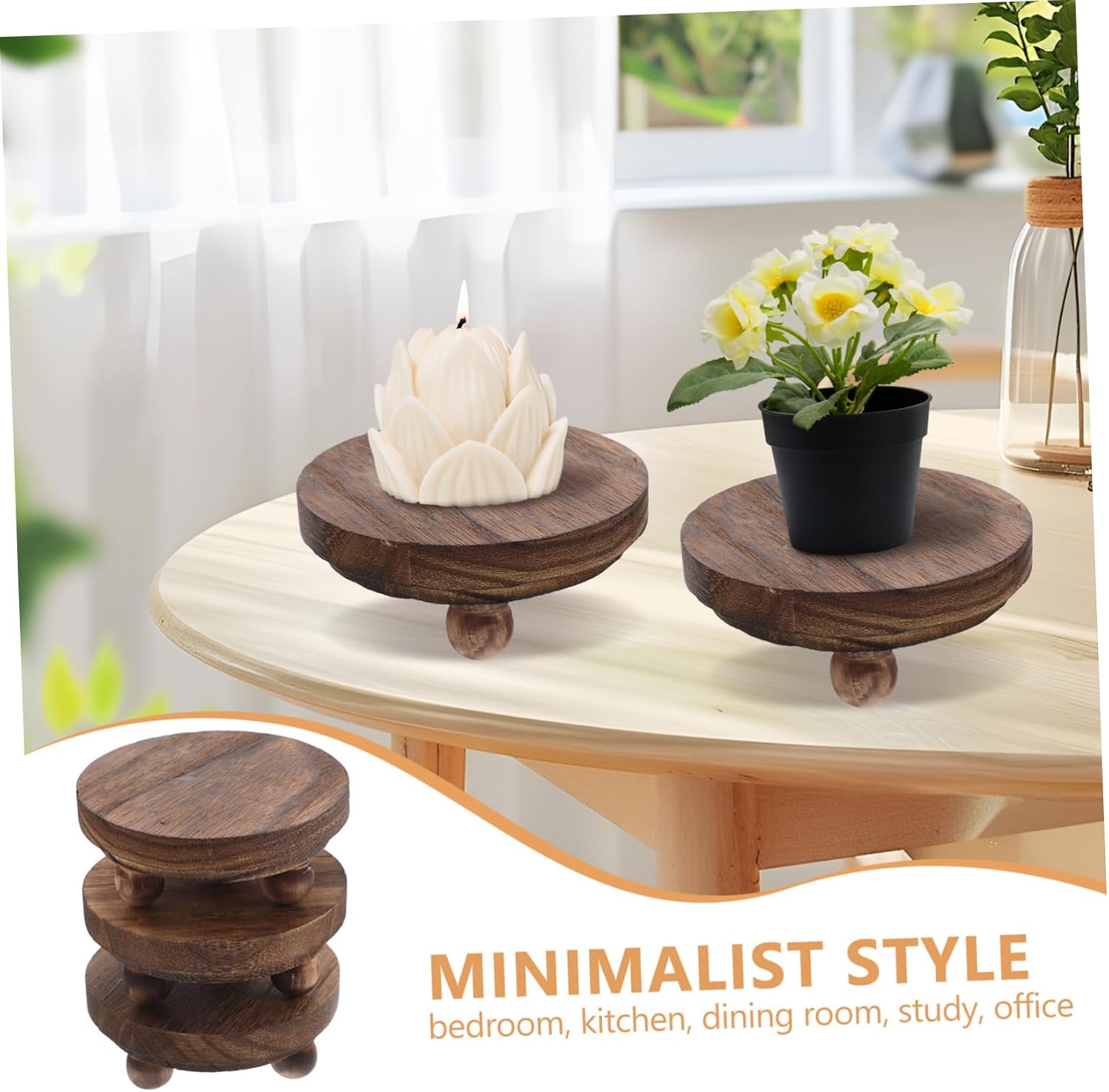 Luxshiny 3pcs Wooden Display Stand Mini Risers Decorative Riser for Kitchen Counter Cup Display Decorative Wood Stand Tabletop Decor
