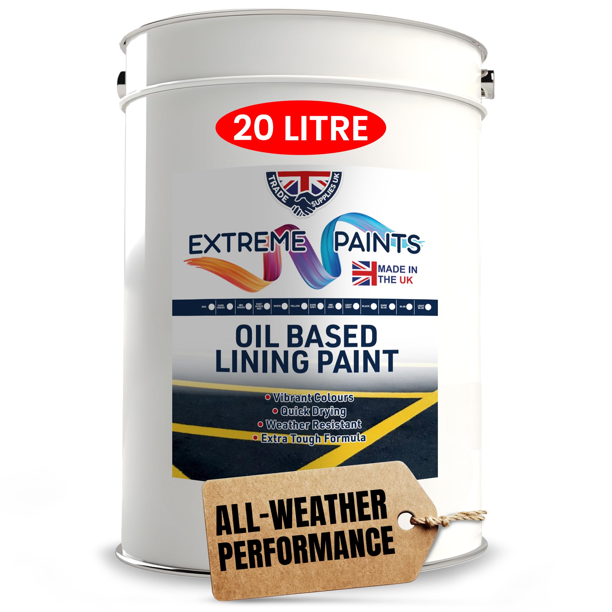 TRADE SUPPLIES UK - Extreme Oil Based Lining Paint – Durable Traffic & Floor Marking for Car Parks, Roads, Warehouses & Sports Grounds - Oil & Abrasion Resistant - BLUE 20