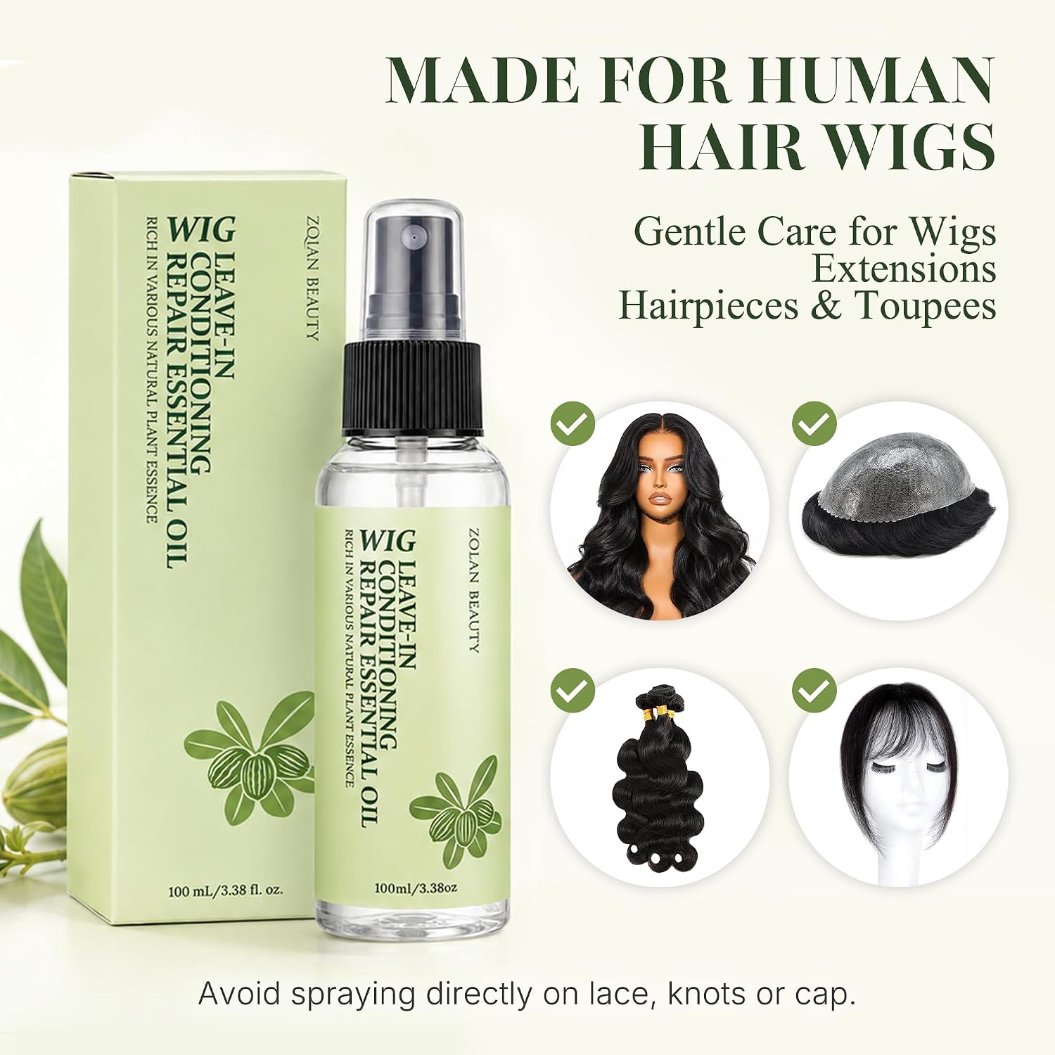 Wig Oil Spray for Human Hair, Wig Leave in Conditioner Detangler Spray