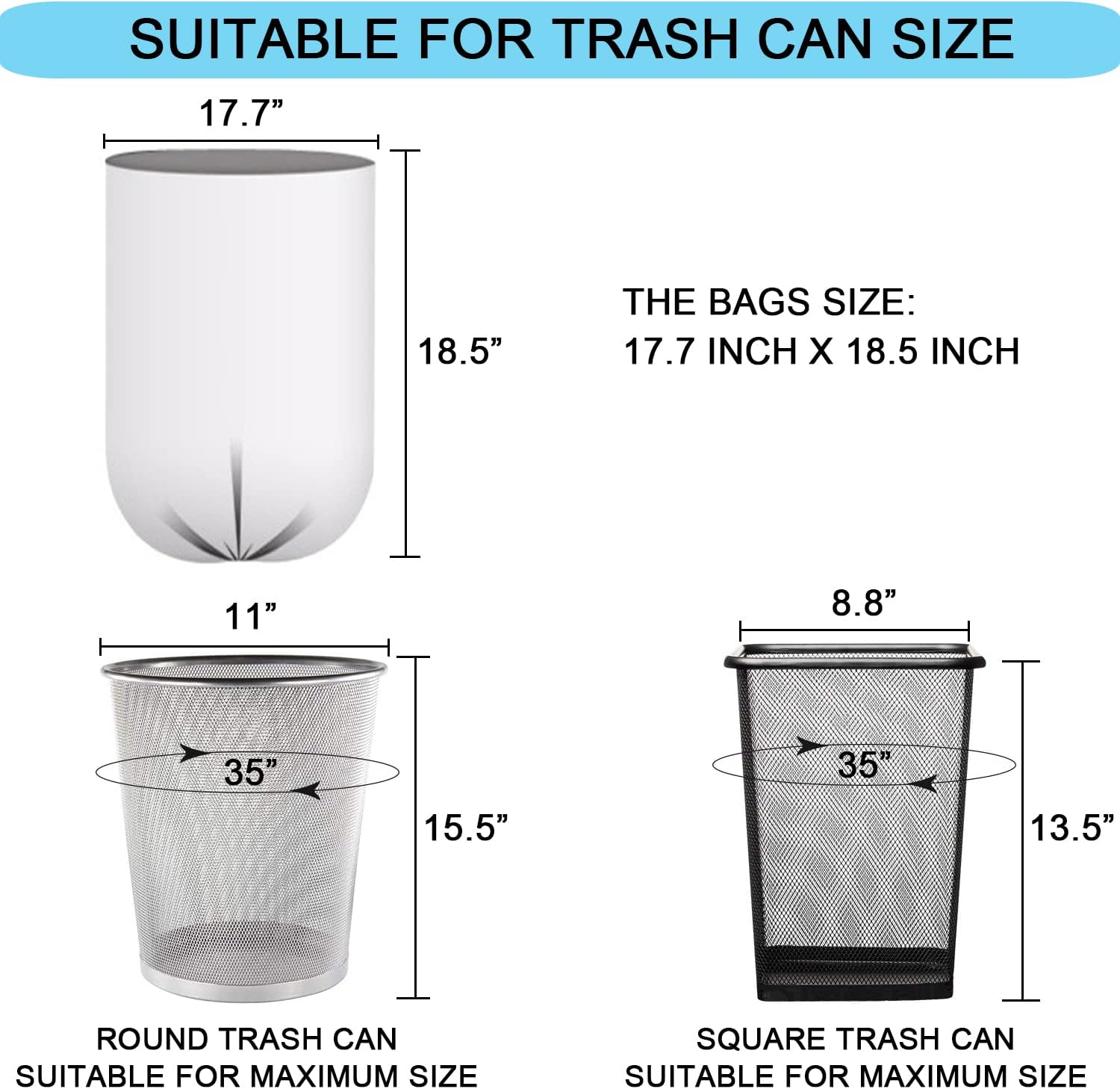 2 Gallon Small Trash Bags, Clear, 150 Counts/ 3 Rolls