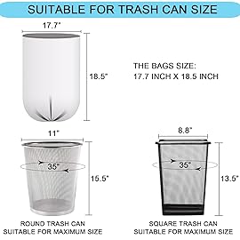 2 Gallon Small Plastic Trash Bags, 7.5 Liters Clear Wastebasket Liners Garbage Bags for Home, Office, Bathroom, 100 Counts