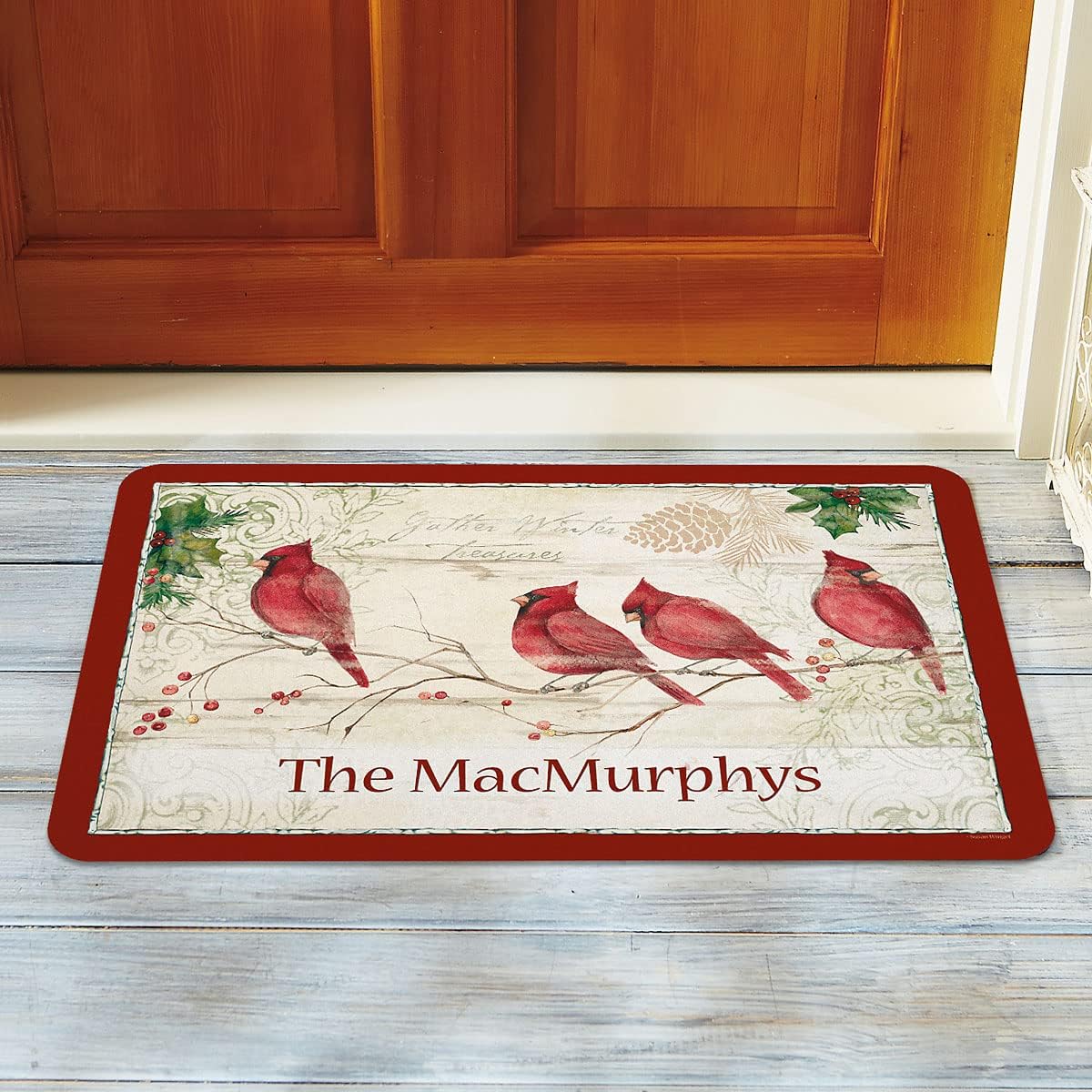Lillian Vernon Winter Wonders Personalized Doormat- 100% Polyester, 18 inches by 27 inches, Welcome Mat Holiday