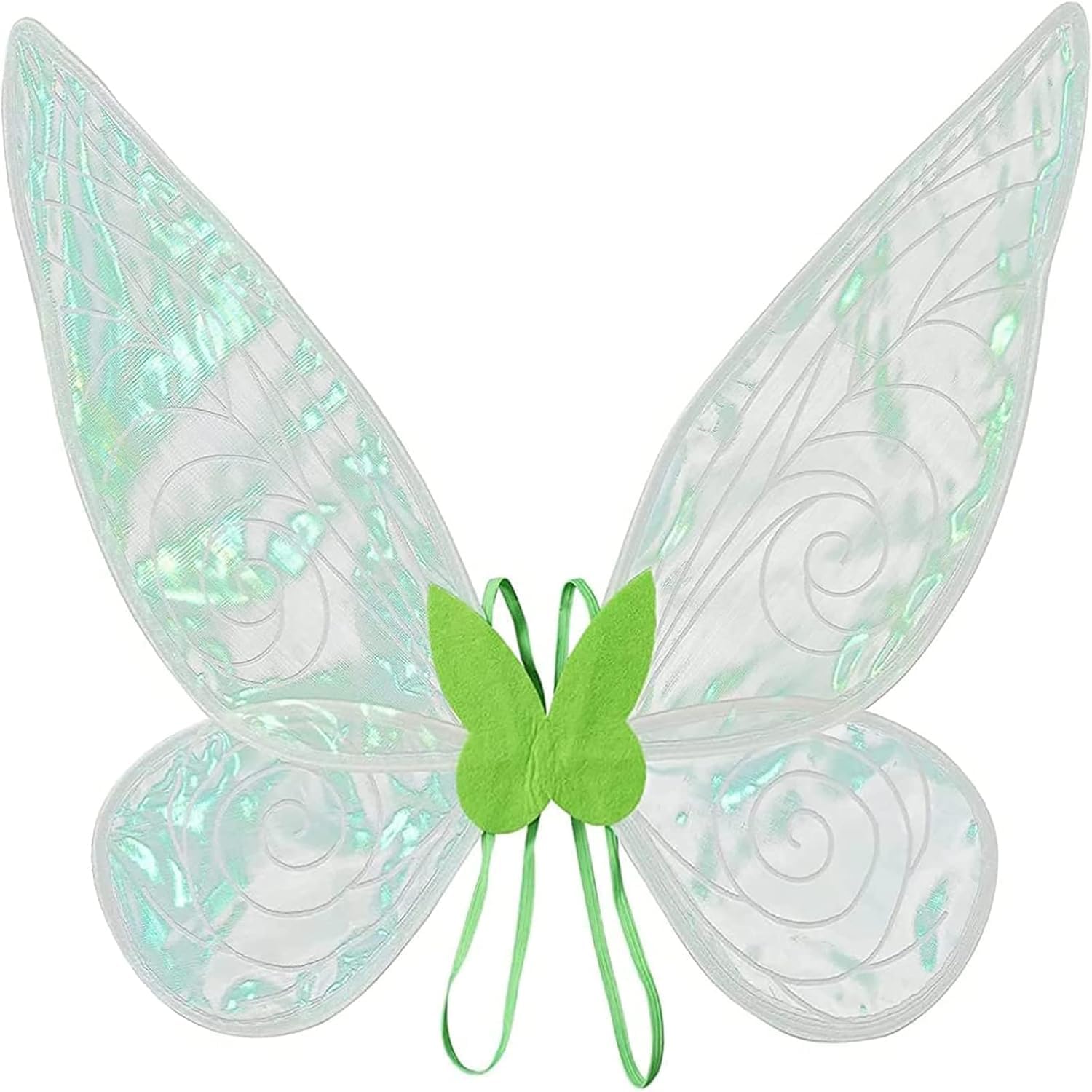 jaffiust Fairy Wings Dress Up, Fairy Wings for Adults,Shiny Transparent Wings,Fairy Costume for Women Halloween Dress Up Party/Green