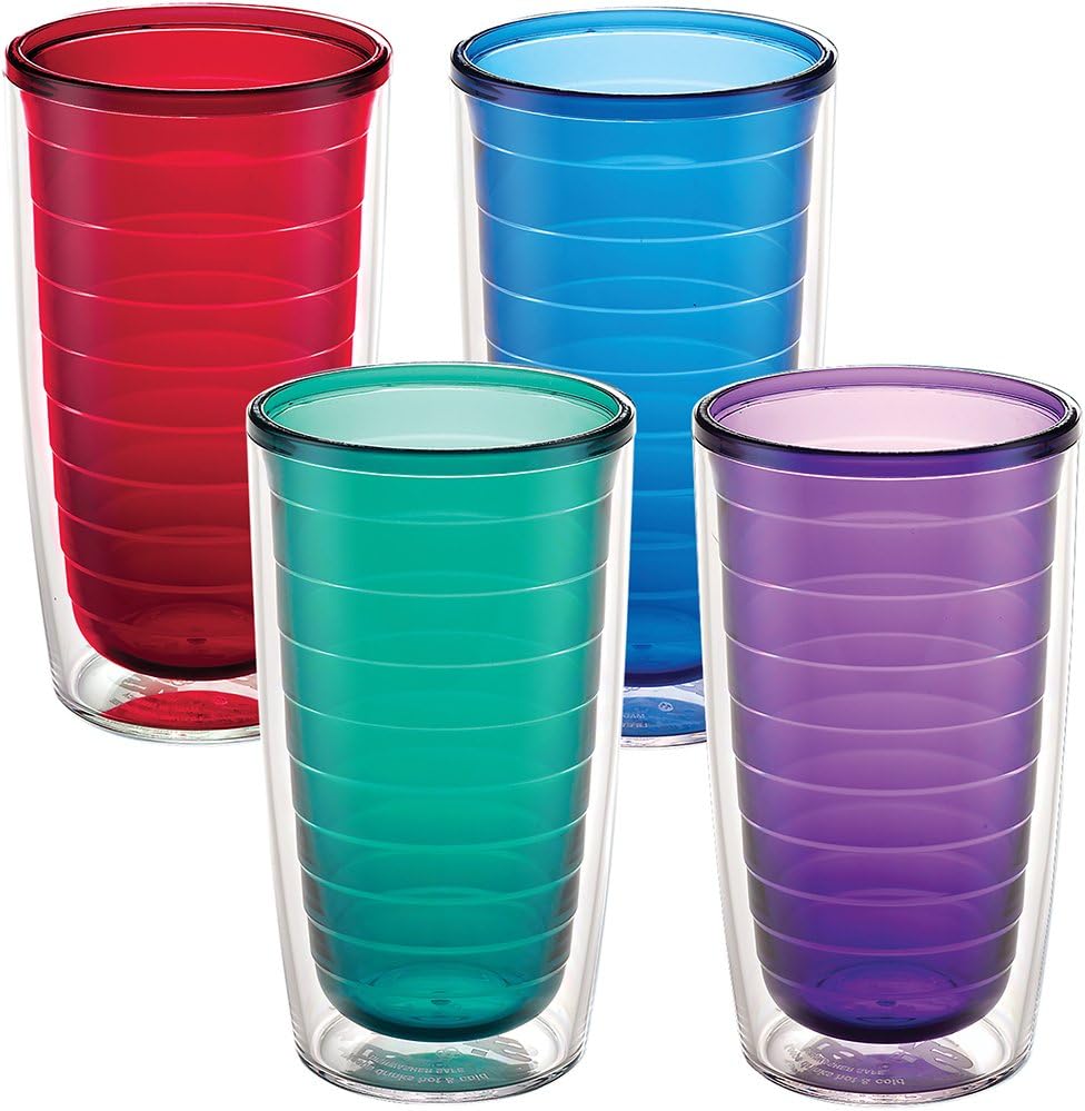 Tervis Clear & Colorful Insulated Tumbler 4 Pack-Boxed, 16 oz Tritan, Assorted