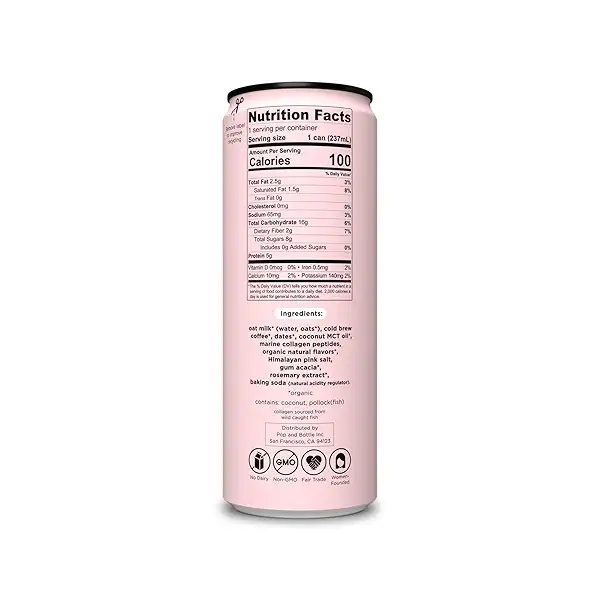 POP AND BOTTLE Vanilla Oat Milk Latte with Collagen, 8 FZ 2