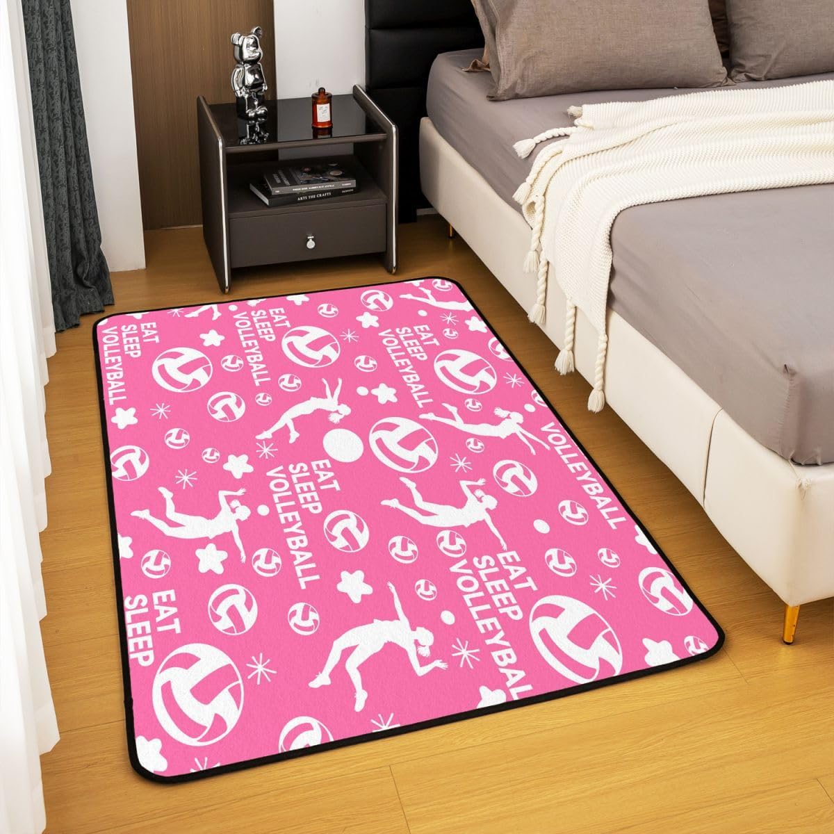 Feelyou Girls Pink Volleyball Area Rug 3x5 Volleyball Player Living Room Rugs Kids Boys Sports Game Decorative Rug Sports Theme Indoor Floor Mat