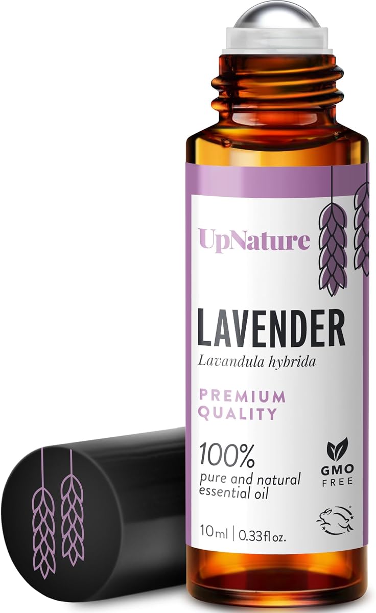 UpNature Lavender Essential Oil Roll On - 100% Natural, for Sleep & Skin | Calming lavender roll-on. Dab on wrists, neck or temples for a relaxing bedtime ritual - perfect for your purse or travel