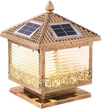 Outdoor Solar Pole Headlight Die-cast Aluminum Waterproof Post Cap Lights Waterproof LED Post Lamps Outdoor, with Pier Mount Adapter for Fence Patio Path,9.8in*13in