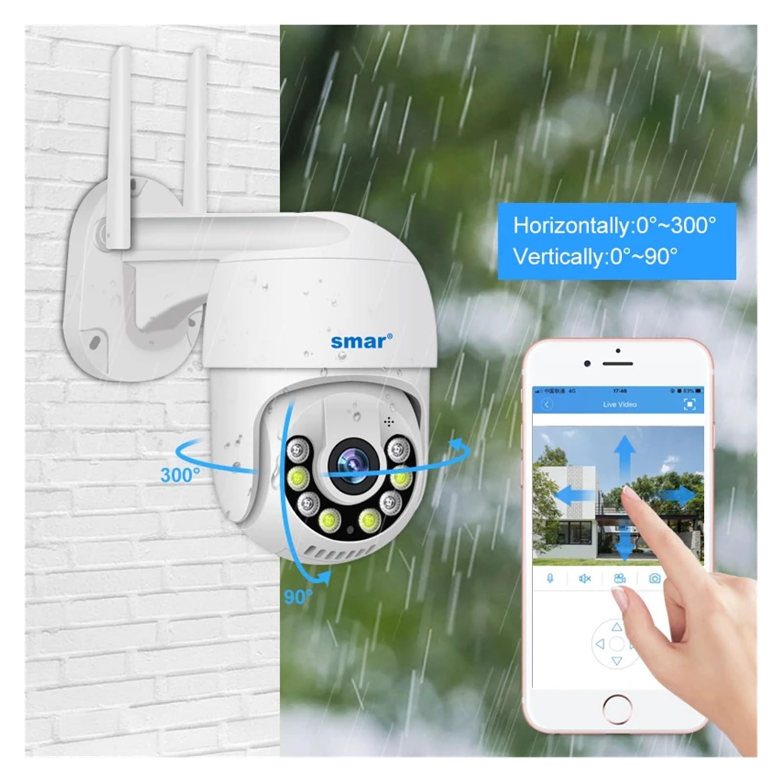 PIRKO Kit de caméra sans Fil 8CH NVR 5MP, Audio bidirectionnel, 1080P, extérieur, PTZ, WiFi, Couleur, Vision Nocturne, système de vidéosurveillance, Ensemble ICsee(500g,8CH NVR x 4 Cam 5MP)