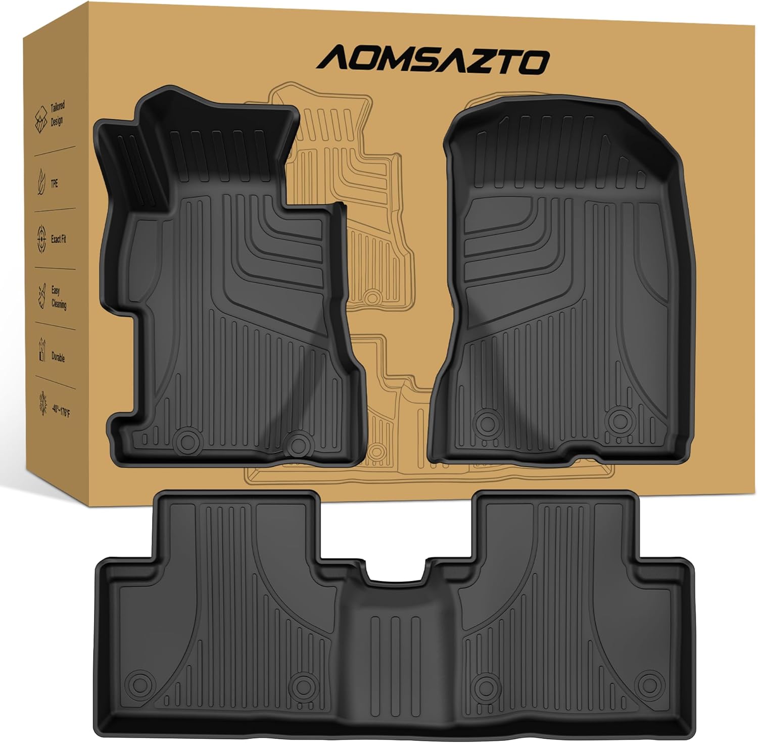 AOMSAZTO Floor Mats Fit for Honda Civic 2006-2011(Not Fit Coupe Model) - Custom Fit All Weather Floor Mat for Civic Accessories, Heavy Duty Rubber Mats, Car Accessories