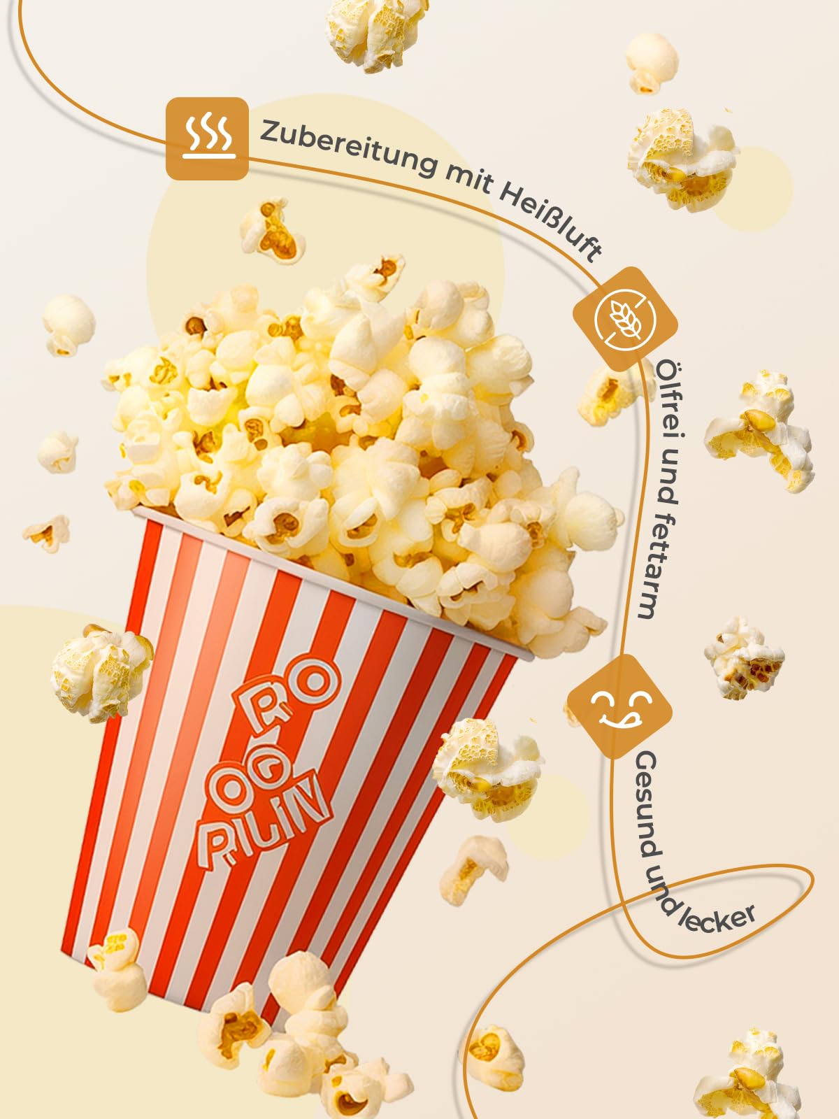 3,5L Popcornmaschine, HOUSNAT 1200W Heißluft Popcorn Maschine, Fettarme Ölfreie Popcorn Snack, Popcorn in 3 Minuten Genießen – Ideal für Zuhause und Feiern