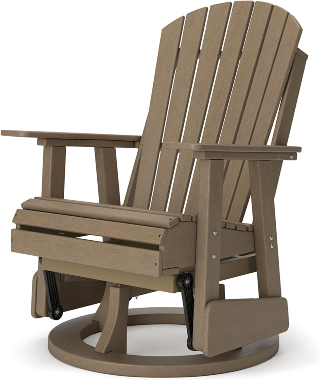 Signature Design by Ashley Hyland Wave Contemporary Swivel Glider Adirondack Chair with 360-Degree Swivel, Weather Resistant HDPE, 18" Seat Height, Brown