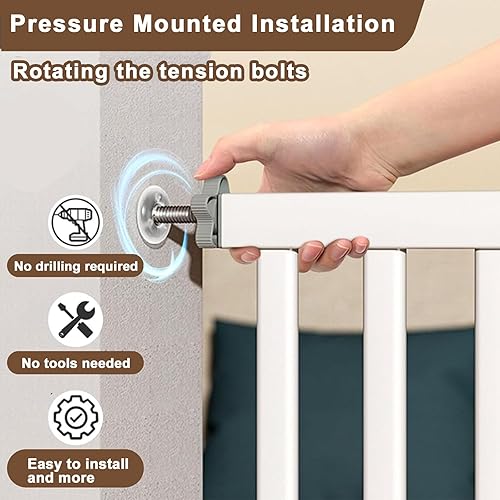 Miniatura 5 de Puerta de bebé extra alta de 41 pulgadas para perros grandes y mascotas en interiores, sin saltar, 30-32.6 pulgadas de ancho, puerta resistente para