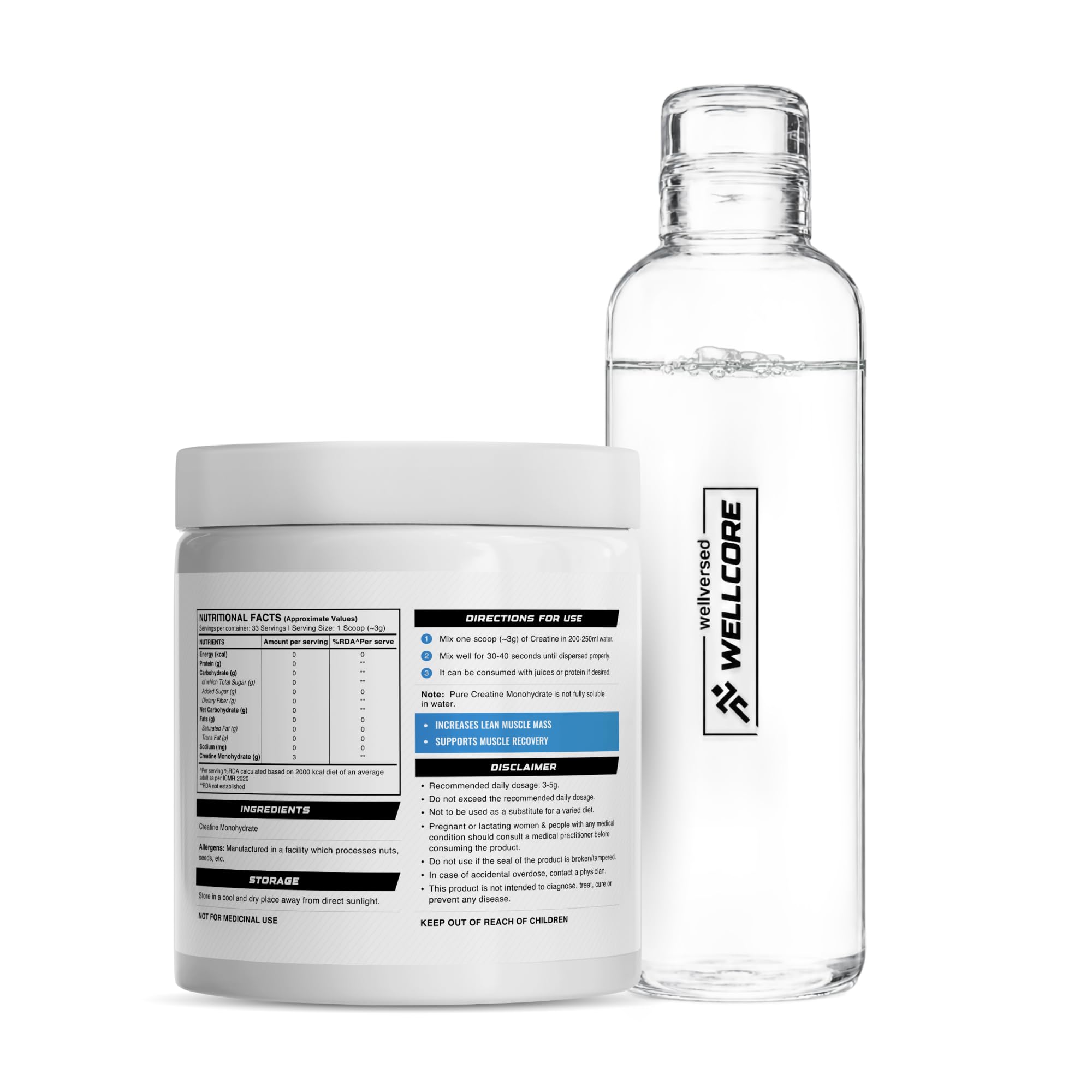 Wellcore Micronised Creatine With Glass Bottle (83 Servings, Unflavoured) — Amazon image 8