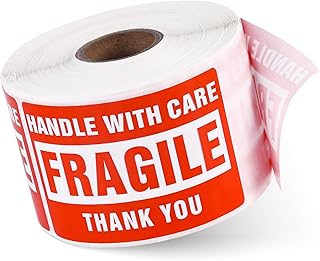 SallyFashion 3 x 2 Inch Handle with Care 500PCS Fragile Stickers for Shipping, Moving Please Handle with Care Fragiles Thank You Do Not Drop, Warning Stickers Fragile Labels(500 Labels, 1 Roll)