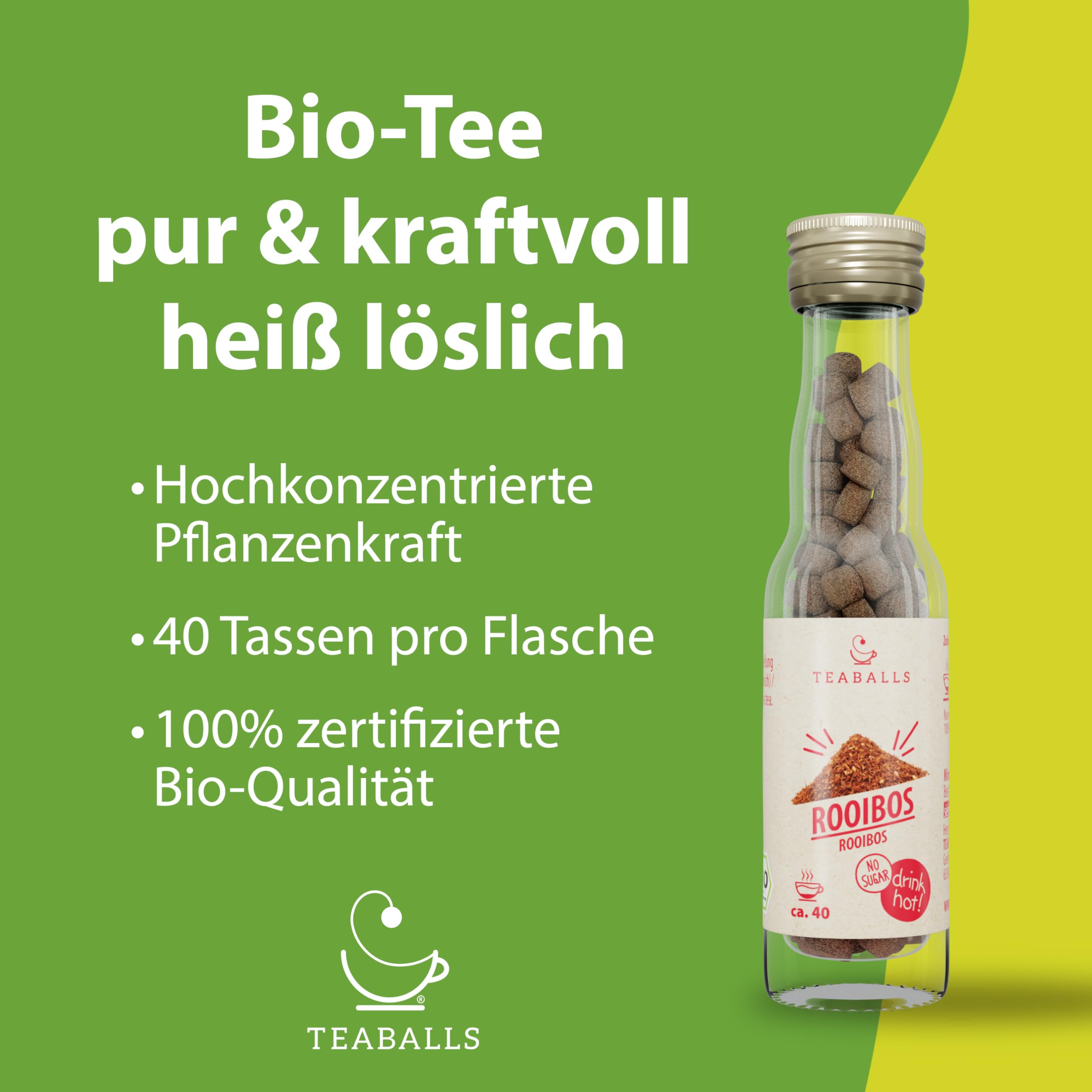 TEABALLS BIO – 3ER SET RELAX – Rooibos, Guten Abend, Ceylon – ca. 120 Tassen Tee – Bio-Tee ohne Beutel, nur mit heißem Wasser, zuckerfrei – Geschenkidee für Entspannung & Abendruhe