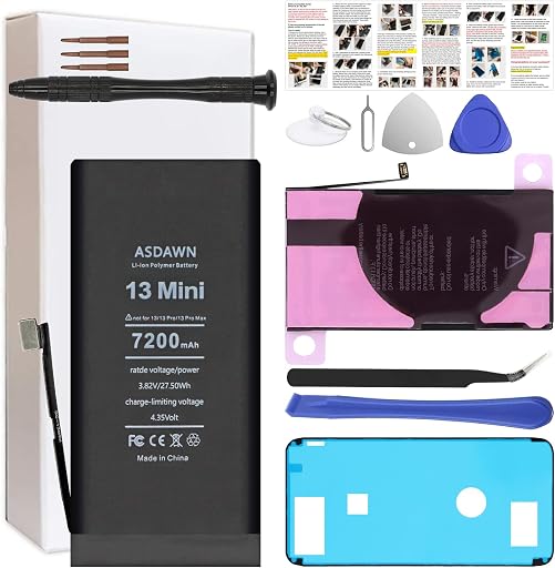 ASDAWN 7200mAh Battery for iPhone 13 Mini A2628 A2481 A2630 A2626 A2629 (Not for 13/13 Pro/ 13 Pro Max), Upgraded Higher Capacity for iPhone 13 Mini Battery Replacement