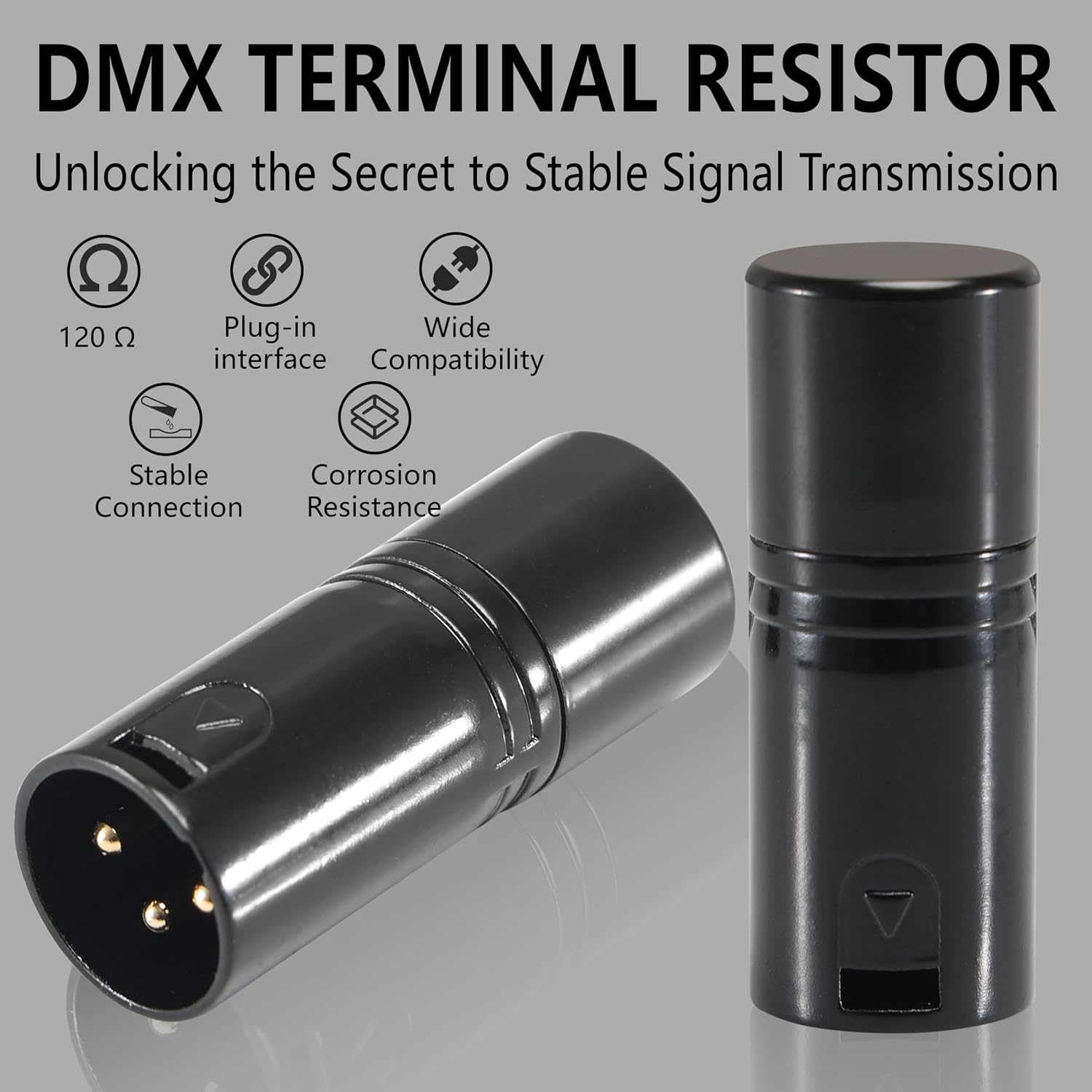 3 Pin DMX Terminator, 120 Ohm Male XLR Resistor, 2 Pack image 5