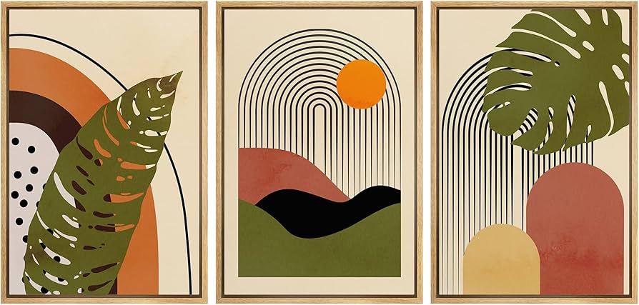 Amazon.com: IDEA4WALL Framed Canvas Print Wall Art Set Mid-Century