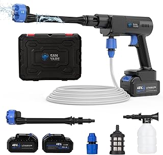 Cordless Pressure Washer,1200PSI Portable Pressure Washer with 2 Rechargeable 20000mAH Battery Power Washer,6 Modes Ajustable Light Duty Tools 6-in-1 Nozzle for Car/Fence/Garden/Floor/Yards