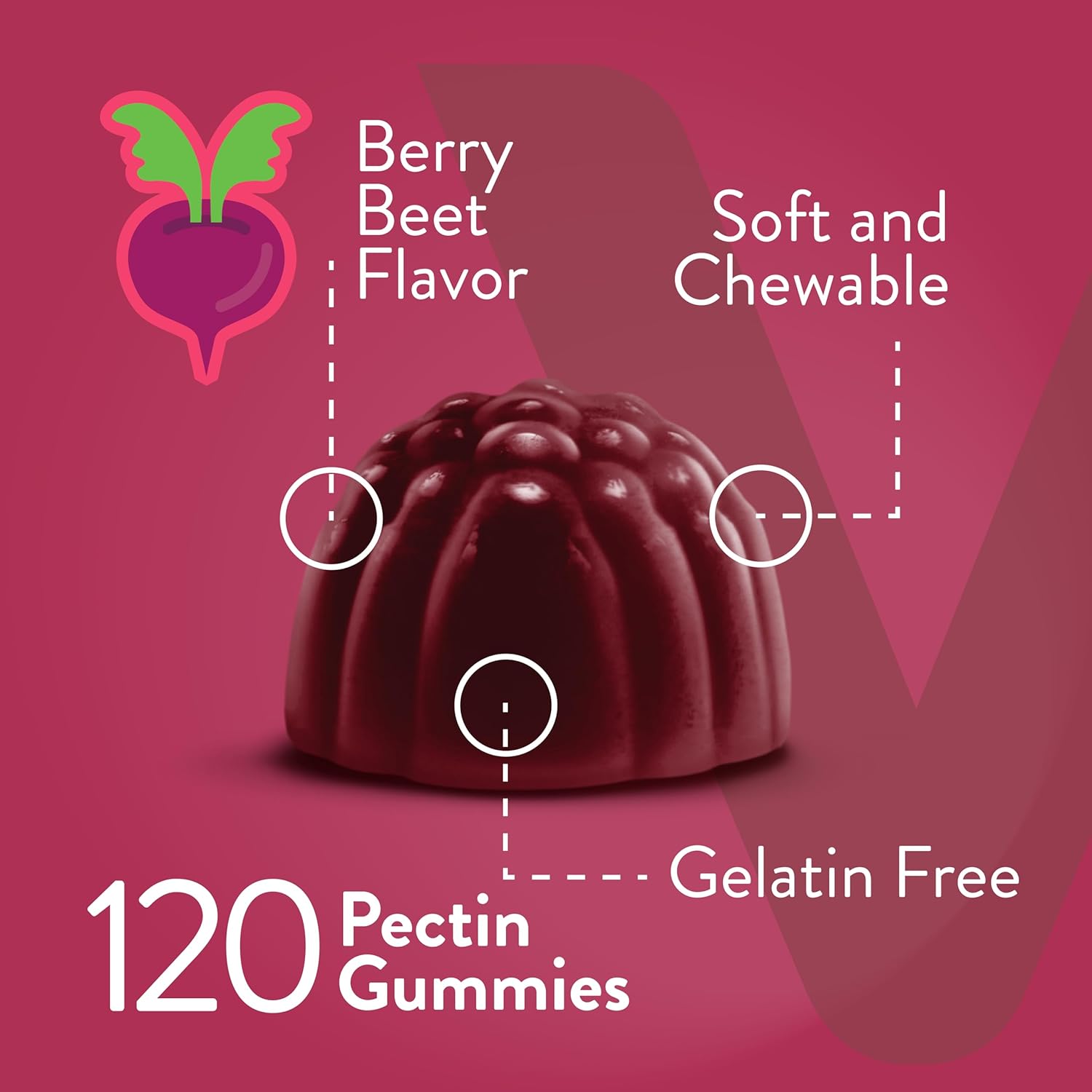 Viteey Beet Root Gummies 4000mg [from 80mg of 50:1 Extract] with Tart Cherry - for Healthy Blood Pressure Support - Vegan, Gelatin Free, Gluten Free-Tasty Chewable Berry Beet Flavored Gummy-120 Count