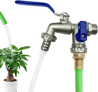 Manolyee Grifo Exterior,Grifo Antihielo de 3/4 de Pulgada con 2 Salidas | Llave de Paso para Jardín - Riego, Lavado de Coches, Cuidado de Plantas y Jardín