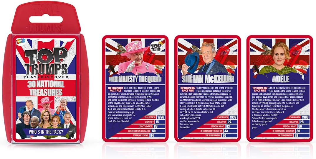 Top Trumps National Treasures Classics Card Game, Play with Famous Household Names Including Julia Donaldson, J.K Rowling, Adele and Sir David Attenborough, Gift for Boys and Girls Aged 6 Plus